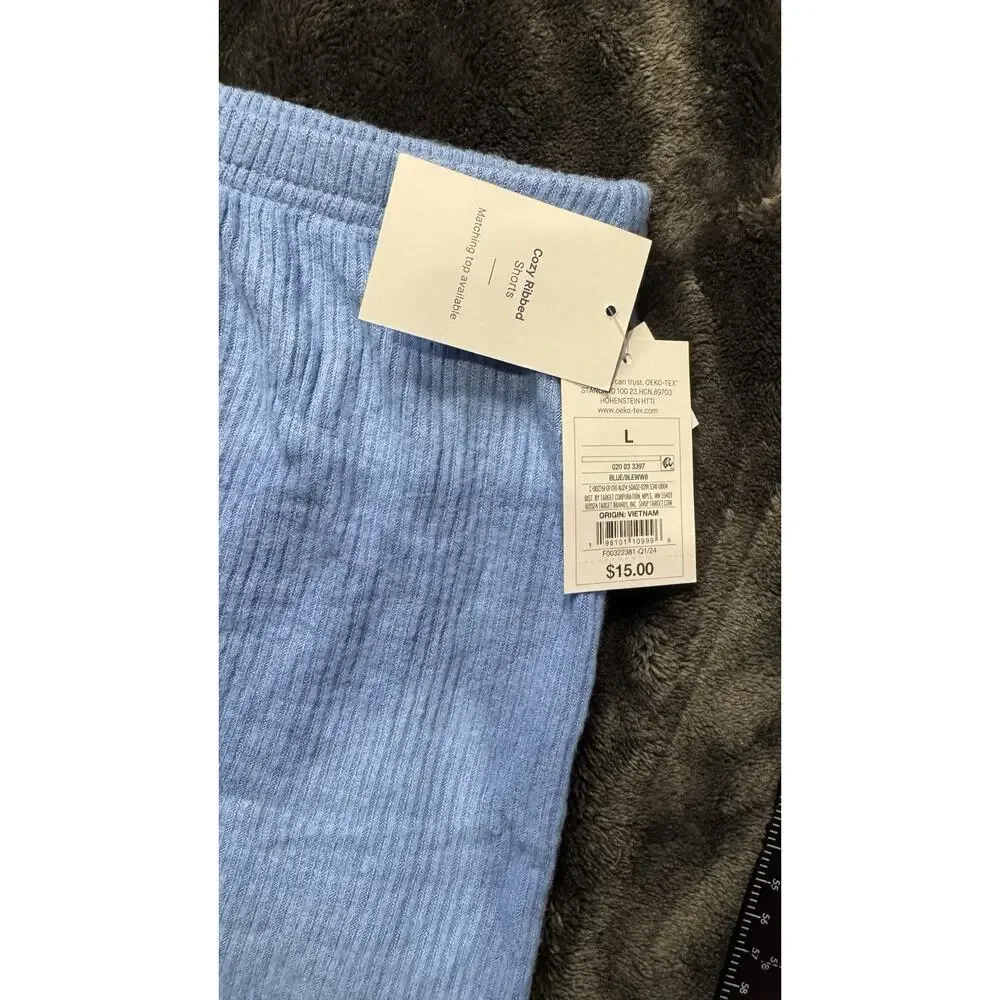 Auden Sleepwear Cozy Ribbed Shorts Blue ,Women’s Size Large New - Picture 2 of 8